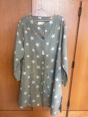 Paperlace Button Down Top Blue Denim with White Stars Size S